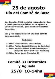 Actividad por el Día del Comité de Base 2018 en Comité "Aguada" y "33 Orientales". Participa alcalde y representantes